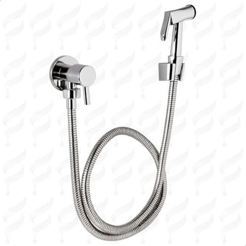 Ducha Higiênica Redonda Inox com Mangueira 1,20m e Registro 1/4 de Volta