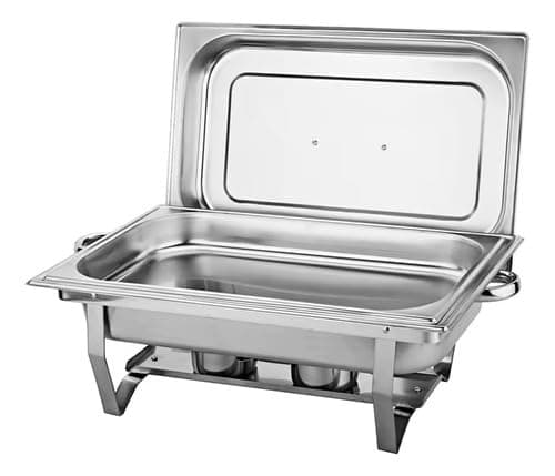 Rechaud Retangular 9 Litros Com 1 Cuba Banho Maria Aço Inox Gourmet Buffet - Brinovar