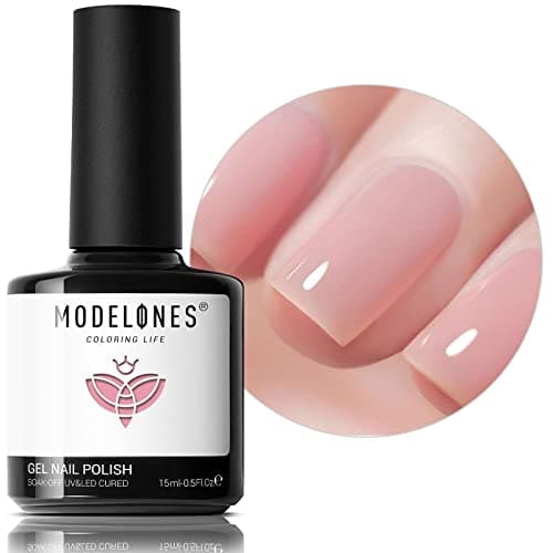 modelones Esmalte de Gel Rosa Nude, 1 Peça 15Ml de Geleia Transparente Nude Esmalte de Gel Rosa Puro, Mergulhe Em Salão de Led Faça Você Mesmo Em Casa Presente de Manicure para Mulheres e Meninas