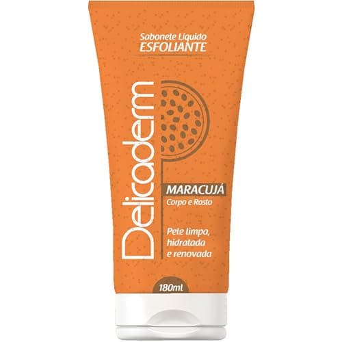 Delicaderm, Sabonete Líquido Esfoliante, Aroma Maracujá, 180 ml, Laranja
