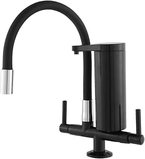 Torneira de cozinha preta com filtro flexível e design gourmet