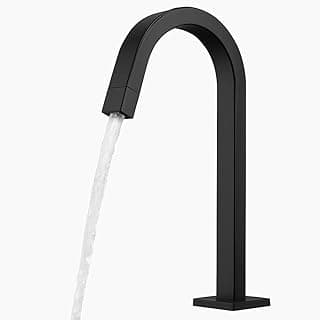 Torneira de lavatório preto fosco, bica alta, 35cm, design quadrado, fundo branco
