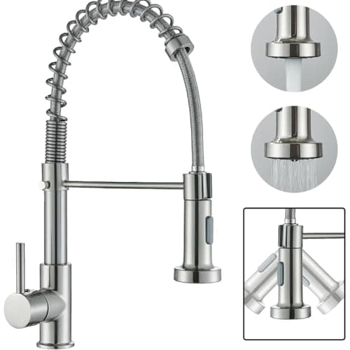 Torneira Monocomando Cozinha, Gourmet Para Bancada, Aço Inox Escovado, Bico Giratório 360°, Spray Extensor