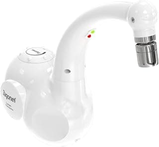 Torneira Elétrica Lumen 5500w/220v branca com filtro metálico, controles rotativos e marca Zagonef