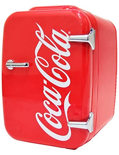 Cooluli Mini geladeira retrô Coca-Cola para quarto - carro, escritório e dormitório universitário - 4L/6 lata 12V cooler portátil e aquecedor para alimentos, bebidas e cuidados com a pele - AC/DC e opção USB exclusiva (Coca, Vermelha)