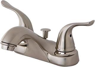 Torneira de lavatório Kingston Brass KB5628YL Yosemite com acabamento em níquel escovado, duas alças de 10 cm e bico de 11 cm de alcance.