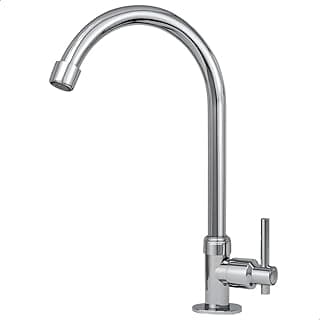 Torneira de pia para banheiro com bica alta móvel 360° em metal inox