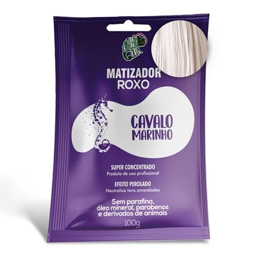KAMALEÃO COLOR Matizador Roxo Cavalo Marinho - Neutralizador de Tons Amarelados - Efeito Perolado - Para Cabelos Loiros Platinados - Sachê 100g