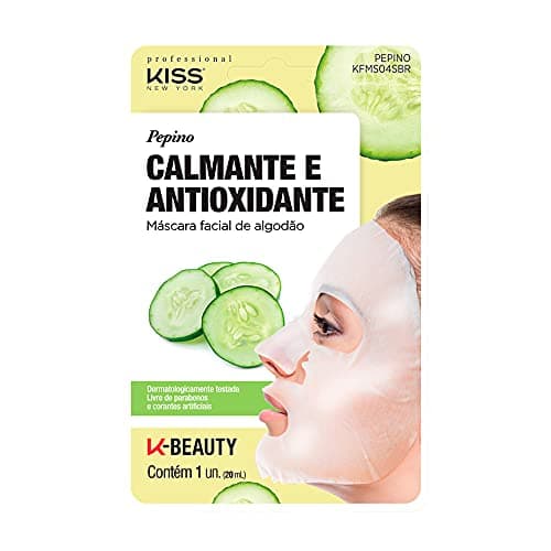 Máscara Facial de Algodão, Kiss New York Professional, Pepino