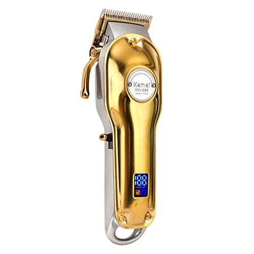 Máquina de Cortar Cabelo Profissional Sem fio Com Display kemei KM1986 (dourado)