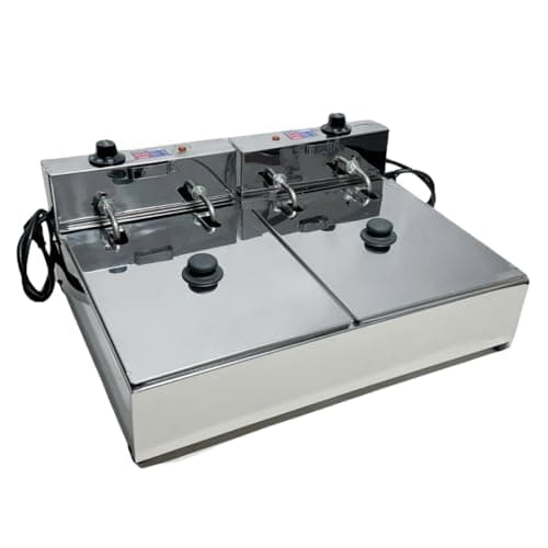Fritadeira Elétrica Industrial 2Cubas 10L com Tampa Profissional (220, Volts)
