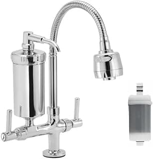 Torneira de cozinha com filtro em aço inoxidável, moderna e elegante, com cabo flexível e filtro extra.
