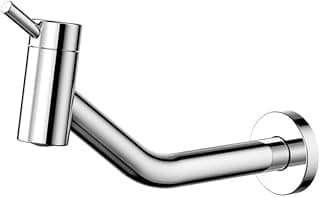 Torneira de lavatório de parede cromada Docol, design curvo, bico articulado, fundo branco