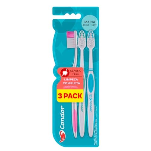 Condor Escova Dental Macia Classic Flex 3 Unidades
