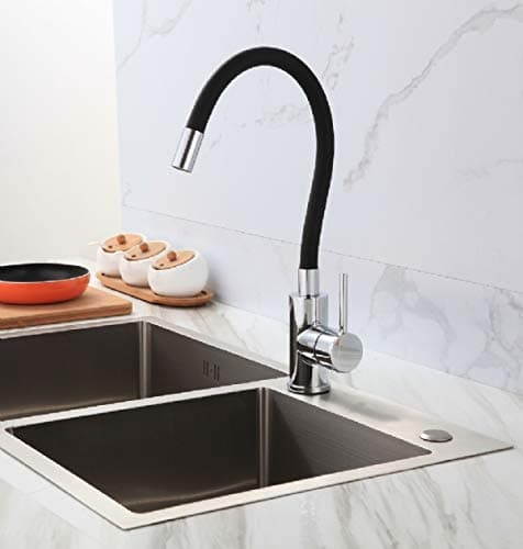 Torneira de Cozinha Gourmet Flexível Monocomando Misturador Mesa Silicone Preta ME07