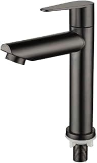 Torneira De Bancada Preto em Aço 1/4 de Volta, Design Alto Padrão Premium, Para Banheiro, Lavabo, Pia Lavatório. FS (PRET)