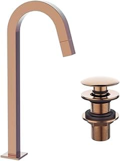 Kit de torneira e válvula para lavatório de banheiro em rose-gold