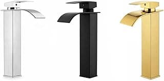 Torneira Monocomando Cascata Bica Alta para Cuba de Apoio, Misturador Premium, 27 cm (Preto)