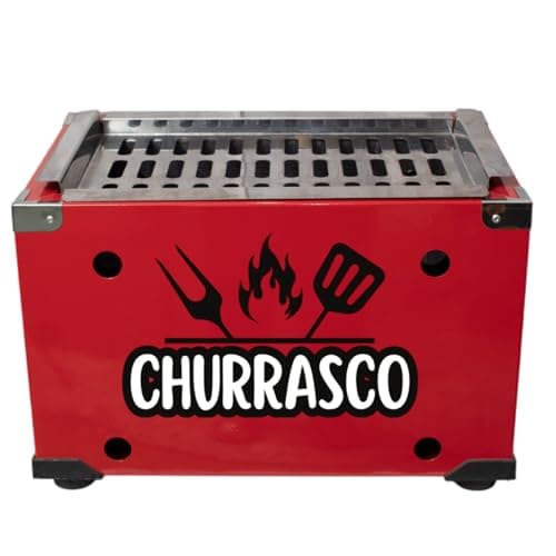Churrasqueira portátil com tanque e grelha em inox, tanque externo fabricado em metal galvalume com pintura eletrostática (Vermelha)