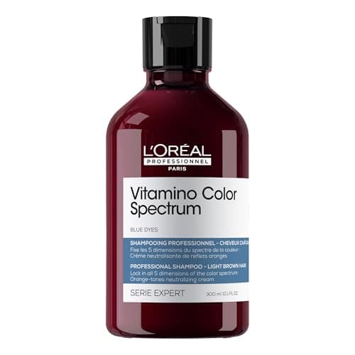 L'Oréal Professionnel, Shampoo Profissional Matizador de Tons Alaranjados, Vitamino Color Spectrum, para cabelos castanho-claros, pigmentos azuis para neutralizar subtons alaranjados, 300ml