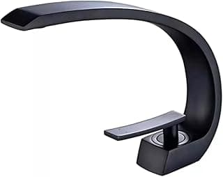 Torneira monocomando luxo preto fosco para banheiro com design curvo