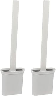 Kit 2 Escovas Sanitárias de Silicone com Suporte Plástico Branco Design Minimalista Escova Redonda para Limpeza de Vaso Sanitário
