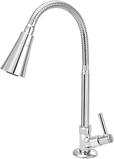 Torneira de cozinha com alavanca de mesa e tubo gourmet cone 1/4v em metal cromado