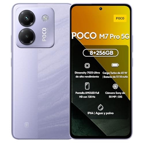 Xiaomi Smartphone POCO M7 Pro 5G 256GB 8GB RAM | Processador Ultra Potente Dimensity 7025 | Tela AMOLED FHD+ 120Hz com Proteção Ocular | Bateria 5110mAh com 45W Turbo Charge (LILÁS, 8+256GB)
