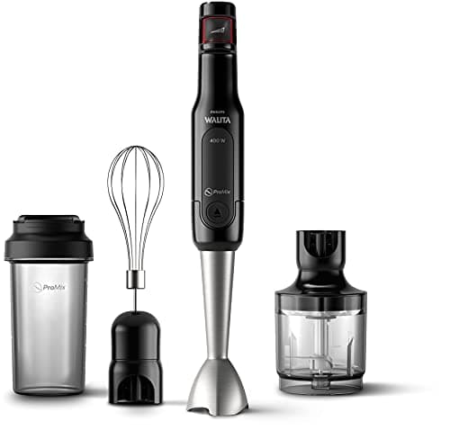 Philips Walita Preto e Inox Mixer Pro - Mix 4 em 1 - SpeedTouch com guia de velocidade - Copo para viagem - Fácil de limpar - 400W - 220V (RI2622/70)