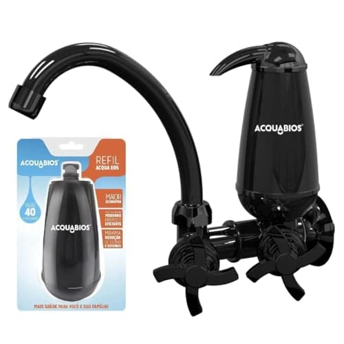 Torneira de Cozinha de Parede 1006-0122, Preta, com Filtro e Refil Extra 1007-0004