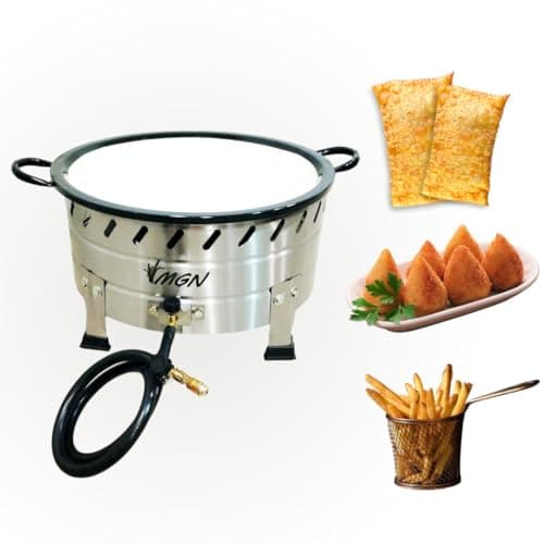 Fritadeira Industrial a Gás em Aço Inox, 10L, Tacho N.18, para Pastel e Batatas (FRITADOR INOX MESA)