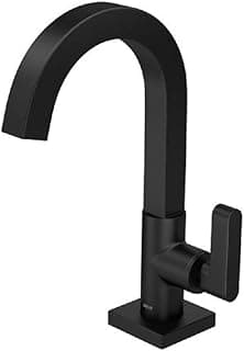 Torneira de lavatório de mesa com bica alta, preto fosco