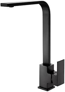 Torneira Gourmet Domum Monocomando, Quadrada Preta, Bica Giratória 360°, Aço Inox, 35,5cm Domum