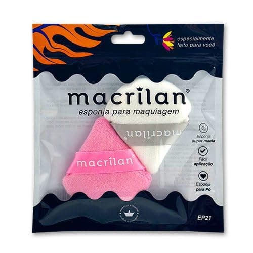 Macrilan Esponja Para Acabamento De Maquiagem Dupla Sem Latex Ep21 - Cores Sortidas