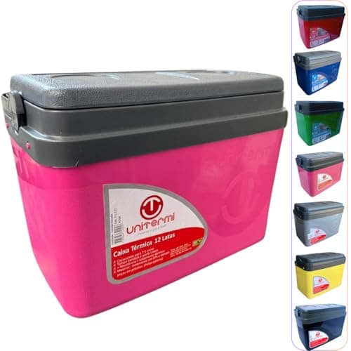 Caixa térmica Cooler 7,5L Alça Tampa bandeja Floripa Unitermi Cerveja Água Suco Praia Churrasco (ROSA)
