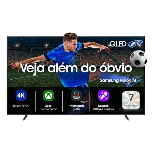 Samsung Vision AI TV 43" QLED Ultra 4K QEF1 2025, Pontos Quânticos, Processador com AI, Art Store, Alexa