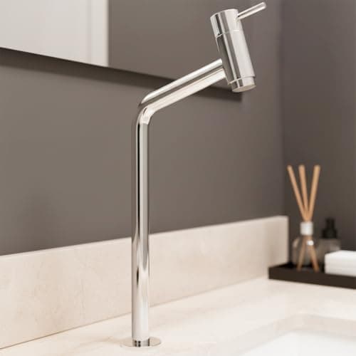 Torneira Banheiro Lavabo Bica Alta Bancada Inox Cromada Link 45° Beltempo