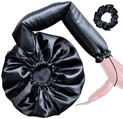 Touca Difusora Cetim Dupla Face Secadora Anti-frizz Seda (Preto)