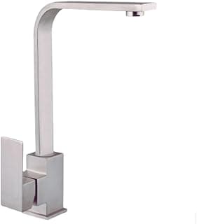 Torneira Gourmet Domum Monocomando, Quadrada Prata Escovado, Bica Giratória 360°, Aço Inox, 35,5cm Domum