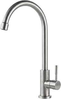Torneira Cozinha Aço Inox Escovado Bica Média Econômica Giratória 360 Antirrespingo Luxo Mecanismo Cerâmico 1/4 De Volta