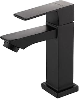 Torneira de banheiro de luxo quadrada em aço inoxidável preto