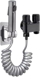 Ducha Higiênica Inox para Banheiro com Mangueira Flexível 1,5m e Suporte – Chuveirinho Manual, Jato Duplo, Kit Bidê Moderno (prata(Com Válvula))