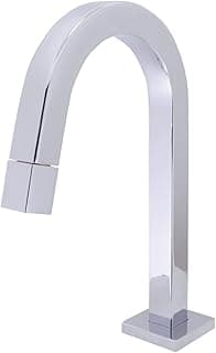 Torneira banheiro cromada quadrada bica baixa para mesa 1/4 de volta