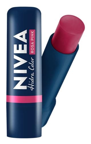 NIVEA Hidratante Labial Hidra Color 2 em 1 Rosa Pink 4,8g - Combina cor intensa e hidratação enriquecida com Manteiga de Karité, Óleo de Amêndoas orgânico e Vitamina E