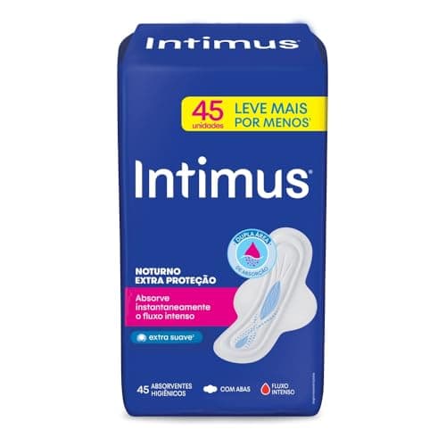 Intimus® Absorvente Noturno Extra Proteção Cobertura Suave, 45 unidades