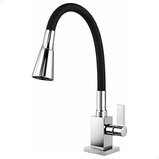 Torneira Gourmet Cozinha Flexível Bancada SOFTINOX Cone Preto/Cromado – 2 Jatos, Giro 360°, 1/4 de Volta, Bico Arejador e Corpo em Metal + Silicone