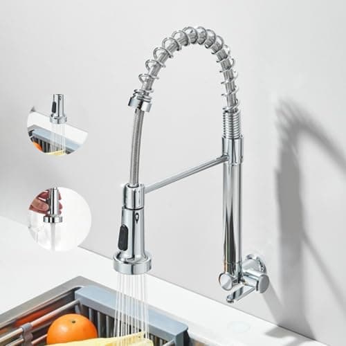 Torneira Gourmet de Parede Cozinha Fria Bica Flexível 1/4 de Volta Design Moderno (Prata)