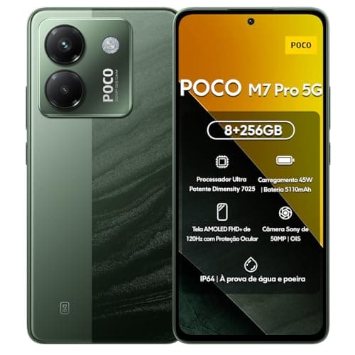 Xiaomi Smartphone POCO M7 Pro 5G 256GB | 8GB/12GB RAM | Processador Ultra Potente Dimensity 7025 | Tela AMOLED FHD+ 120Hz com Proteção Ocular | Bateria 5110mAh com 45W Turbo Charge (Verde, 8+256GB)
