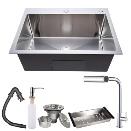 Kit Cuba Inox 60x45 Quadrada com Torneira Gourmet e Acessórios