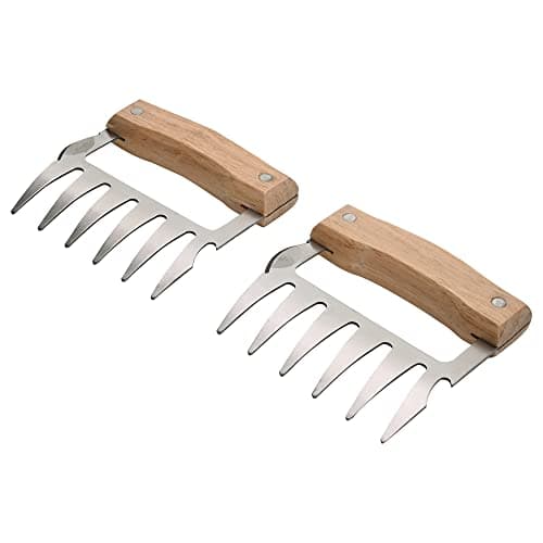 Mimo Style Desfiador de Carne em Formato de Garra, Feito de Aço Inoxidável com Cabo de Madeira. Conjunto com 02 Peças de Desfiadores. Resistente e Durável. Perfeito Para Amantes de Churrasco